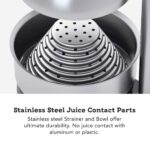 Tribest Pro MJP-100 Profesional Exprimidor de Prensa en Frío Manual para Naranja, Limón y Otras Frutas Cítricas, Gris