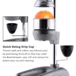 Tribest Pro MJP-100 Profesional Exprimidor de Prensa en Frío Manual para Naranja, Limón y Otras Frutas Cítricas, Gris