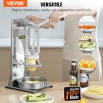 VEVOR Cortador comercial de patatas fritas con 4 cuchillas de repuesto, picador fácil de 1/4 y 3/8, cortador de 6 gajos