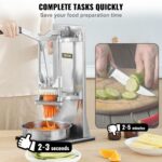 VEVOR Cortador comercial de patatas fritas con 4 cuchillas de repuesto, picador fácil de 1/4 y 3/8, cortador de 6 gajos
