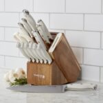 Sabatier Acacia Forged Triple Rivet Edgekeeper Juego de bloques de cuchillos, 15 piezas, blanco
