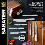 Sabatier Acacia Forged Triple Rivet Edgekeeper Juego de bloques de cuchillos, 15 piezas, blanco