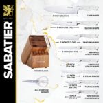 Sabatier Acacia Forged Triple Rivet Edgekeeper Juego de bloques de cuchillos, 15 piezas, blanco