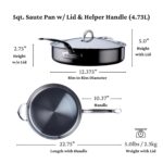 Sartén de Acero Inoxidable con Titanio Hestan Culinary NanoBond 60028 para Inducción 5 Cuartos