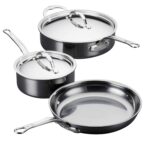 Batería de cocina de titanio molecular Hestan Culinary NanoBond 60038 juego de 5 piezas de acero inoxidable libre de PFA