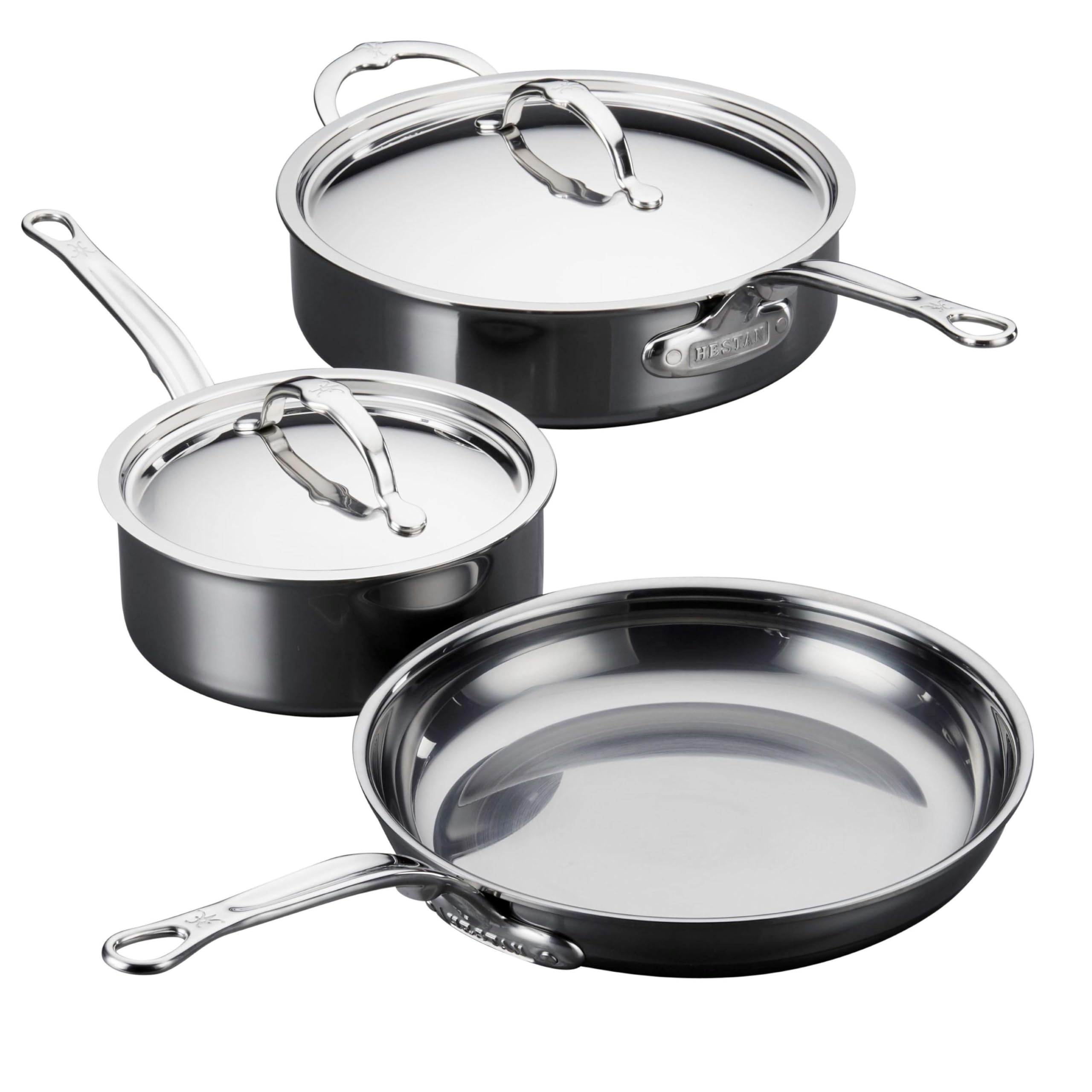 Version 1.0.0 Batería de cocina de titanio molecular Hestan Culinary NanoBond 60038 juego de 5 piezas de acero inoxidable libre de PFA