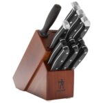 HENCKELS Juego de cuchillos de 12 piezas de alta calidad con bloque y afilador de cuchillos, afilado y cuchillo de ingen