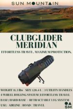 Sun Mountain ClubGlider Meridian Bolsa de Viaje de Golf - Sistema de Rodamiento de 4 Ruedas, Patas Extensibles y Retráct