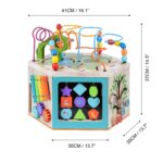 Teamson Kids Laboratorio de Juego Preescolar 7 en 1 Estación Centro de Cubo de Actividades de Madera Grande Laberinto de