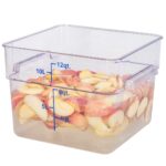 Cubos de salmuera Restaurantware Met Lux RWT0838 12 cuartos de galón plástico transparente y azul con tapas y asas integ