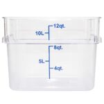 Cubos de salmuera Restaurantware Met Lux RWT0838 12 cuartos de galón plástico transparente y azul con tapas y asas integ