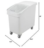 Contenedor de ingredientes Met Lux Restaurantware RWT0869 27 galones sobre ruedas con tapa y cuchara almacenamiento de a