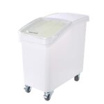 Contenedor de ingredientes Met Lux Restaurantware RWT0869 27 galones sobre ruedas con tapa y cuchara almacenamiento de a