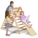 Costzon - Juguete escalador de madera 3 en 1 para niños, escalador triangular con rampa, juguete Montessori de gimnasio