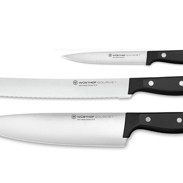 WÜSTHOF Gourmet - Juego de cuchillos de chef de 3 piezas, color negro Wusthof 1125060308