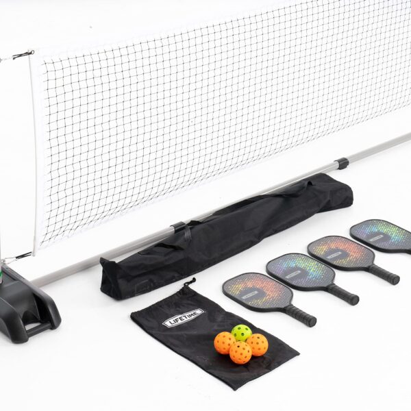 Lifetime Juego de pickleball profesional: incluye red de pickleball, 4 paletas, 3 bolas de pickleball para exteriores, 1