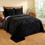 Colcha chenilla medallón acolchada Pan Overseas BSASKIBLK Better Trends Ashton 100% algodón King negro 120x110 pulgadas