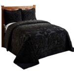 Colcha chenilla medallón acolchada Pan Overseas BSASKIBLK Better Trends Ashton 100% algodón King negro 120x110 pulgadas