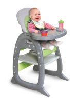 Badger Basket Envee II Silla alta convertible para bebé con asiento de alimentación infantil, asiento elevador y escrito