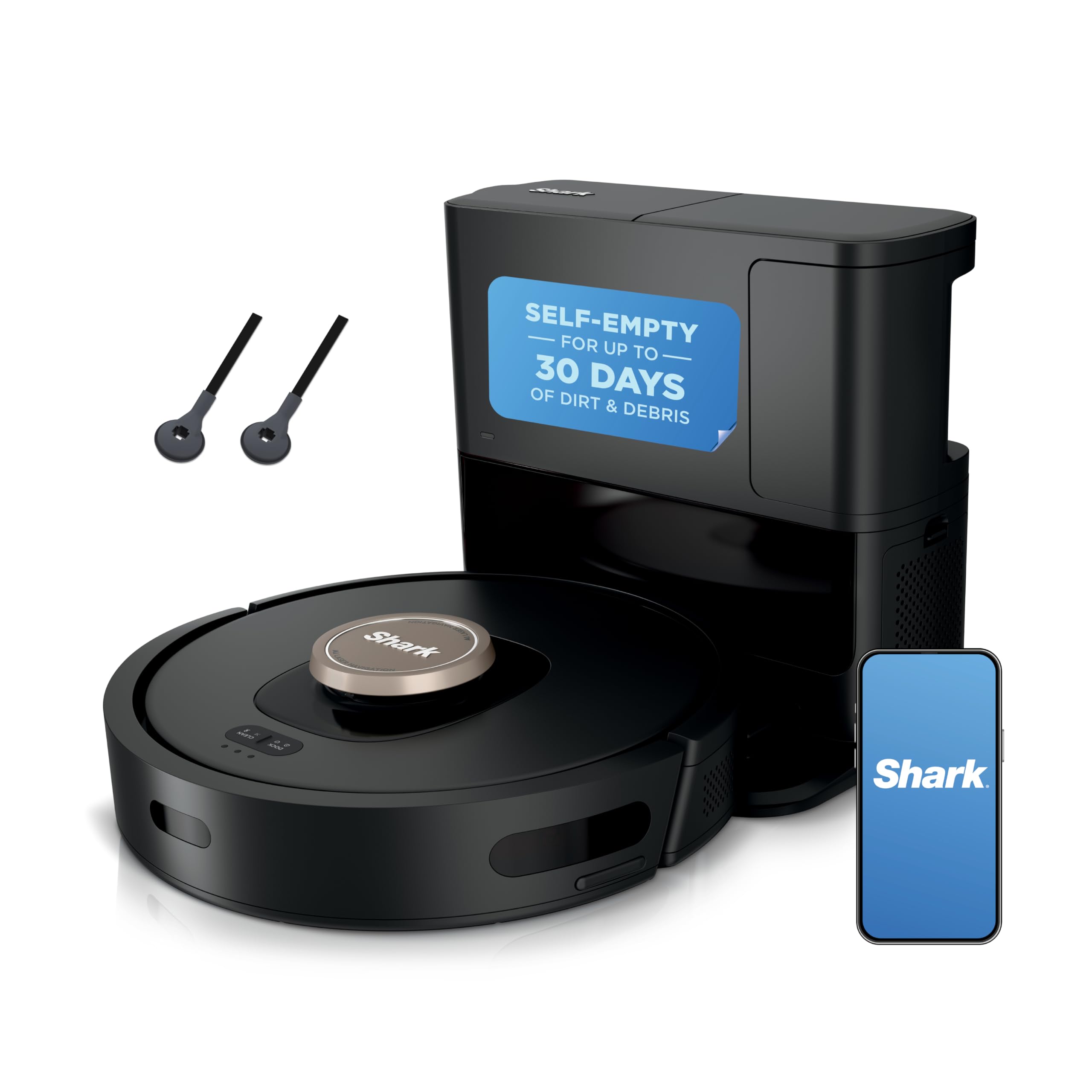 Version 1.0.0 SharkNinja AV2501AE Robot Aspirador con IA | Base Autovaciante XL HEPA Sin Bolsa 60 Días | Navegación LIDAR | Compatible