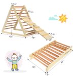 HONEY JOY Escalador triangular con rampa, juego de triángulos de escalada 2 en 1 para interiores con escalera y tobogán,