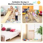 HONEY JOY Escalador triangular con rampa, juego de triángulos de escalada 2 en 1 para interiores con escalera y tobogán,