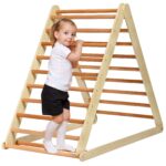 HONEY JOY Escalador triangular con rampa, juego de triángulos de escalada 2 en 1 para interiores con escalera y tobogán,