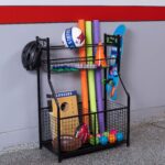 BIRDROCK HOME Organizador de pelotas de equipo deportivo de 43 pulgadas de alto para garaje, estante de almacenamiento,