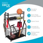 BIRDROCK HOME Organizador de pelotas de equipo deportivo de 43 pulgadas de alto para garaje, estante de almacenamiento,