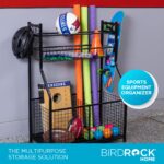 BIRDROCK HOME Organizador de pelotas de equipo deportivo de 43 pulgadas de alto para garaje, estante de almacenamiento,
