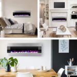 Chimenea Eléctrica de Pared Northwest 108143WKF 54 Pulgadas LED Ajustable 750W/1500W Plateado