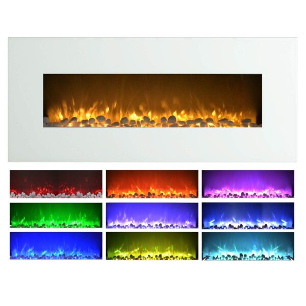 Chimenea eléctrica de pared Northwest 438940PJC 50", llamas LED 10 colores, 3 fondos, control remoto, 1500 W