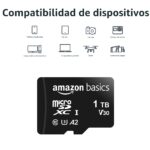 Amazon Basics Tarjeta de memoria microSDXC con adaptador de tamaño completo, A2, U3, velocidad de lectura de hasta 100 M