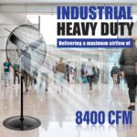 Ventilador de pedestal oscilante iLIVING USA ILG8P31-93 30 pulgadas 8400 CFM 120V uso comercial y exterior