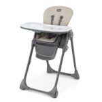 Chicco Polly Silla alta plegable que ahorra espacio con almohadilla de asiento fácil de limpiar, silla alta para bebés y