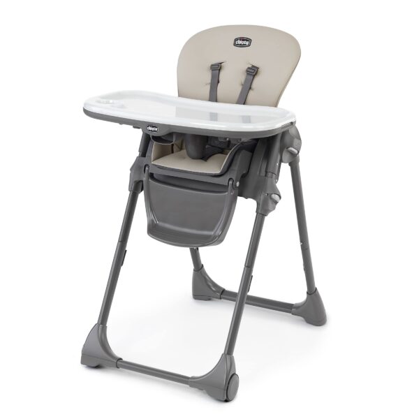 Chicco Polly Silla alta plegable que ahorra espacio con almohadilla de asiento fácil de limpiar, silla alta para bebés y