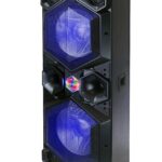 QFX Altavoces Bluetooth grandes profesionales E-1500 | Sistema de altavoces PA portátiles | Woofers duales de 15 pulgada