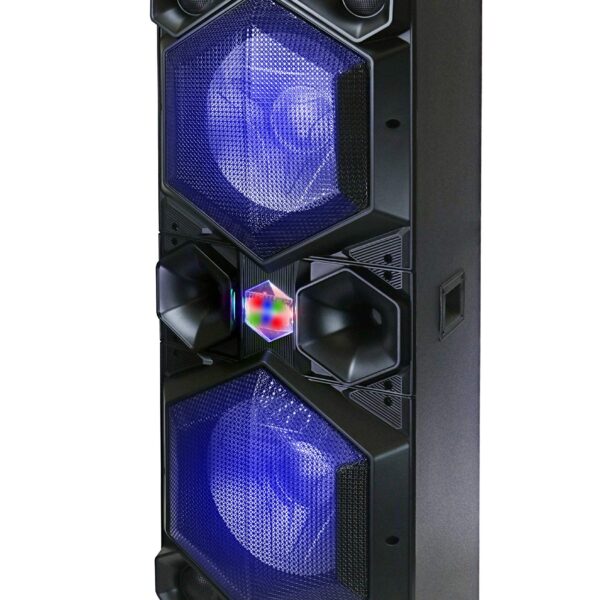 QFX Altavoces Bluetooth grandes profesionales E-1500 | Sistema de altavoces PA portátiles | Woofers duales de 15 pulgada