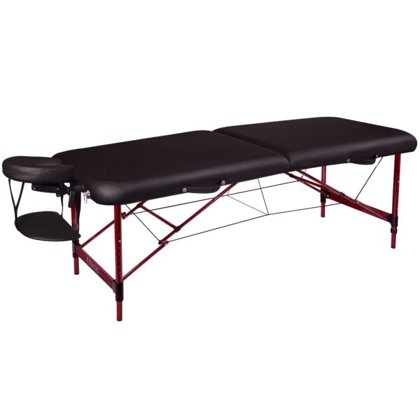 Master Massage Zephyr - Mesa de masaje portátil y ligera, mesa de tatuaje, cama de spa (negro, granate)