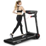 Caminadora GYMAX plegable 3.0 HP motor silencioso pantalla tactil HD Bluetooth control app