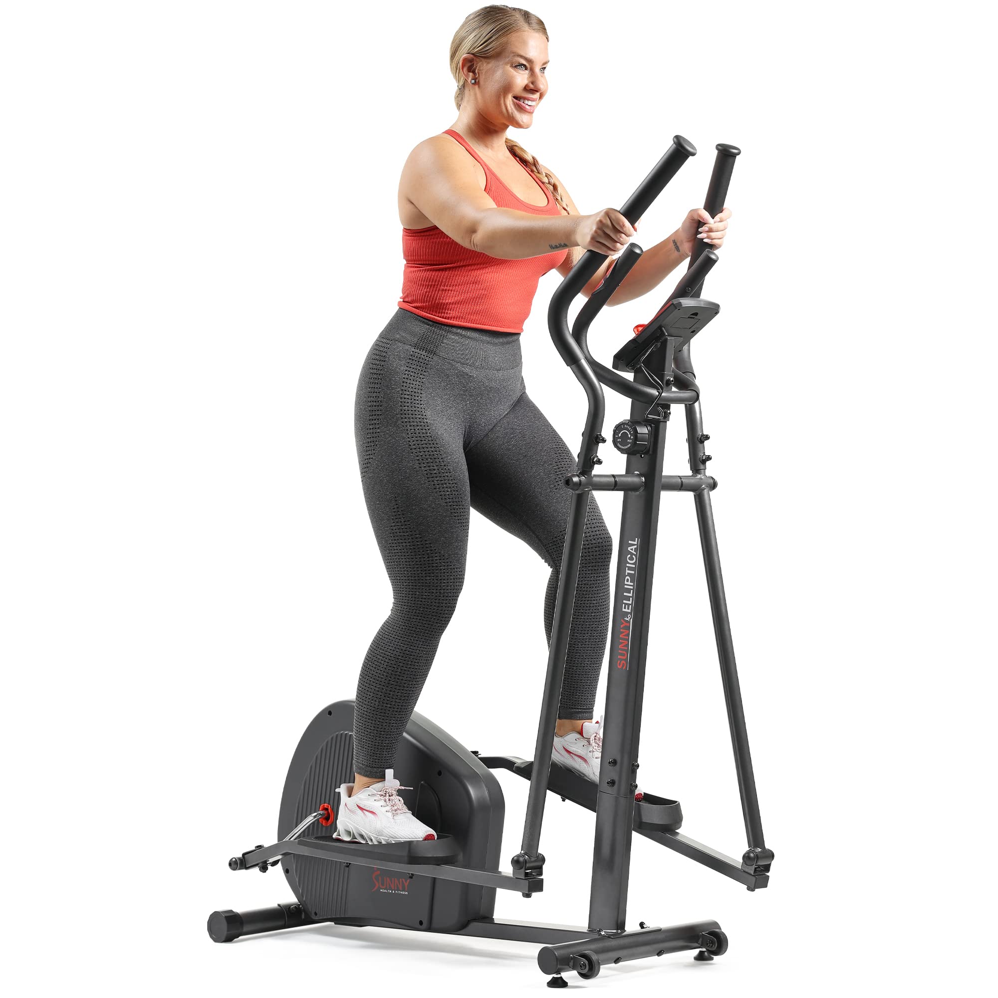 Version 1.0.0 Sunny Health & Fitness Máquina de ejercicios elíptica, entrenamiento magnético silencioso para todo el cuerpo con agarre