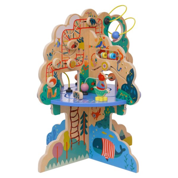 Manhattan Toy Playground Adventure Centro de Actividades de Madera para Niños Pequeños con Deslizadores, Pista de Ábaco,