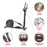 Sunny Health & Fitness Smart 17" Stride Elliptical Machine Trainer with Built-in Pulse Sensor and 16-Level Tension for H