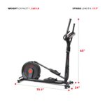 Sunny Health & Fitness Smart 17" Stride Elliptical Machine Trainer with Built-in Pulse Sensor and 16-Level Tension for H