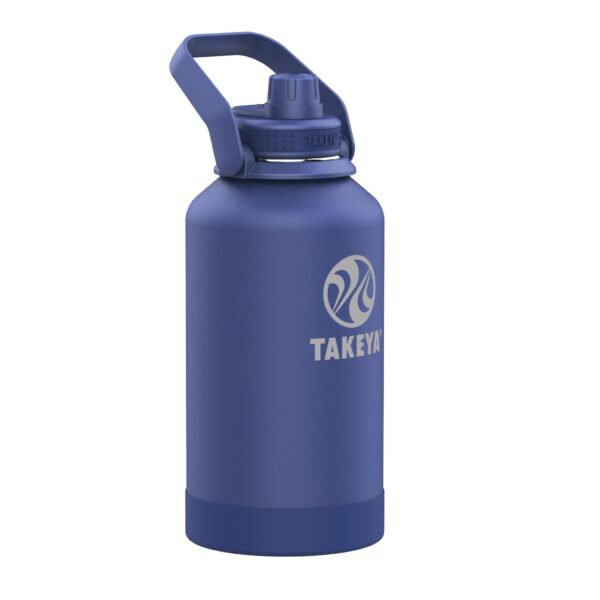 Termo Botella de Agua Térmica Takeya Pickleball Acero Inoxidable con Tapa de Boquilla y Asa 64 oz Azul Rally