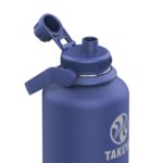 Termo Botella de Agua Térmica Takeya Pickleball Acero Inoxidable con Tapa de Boquilla y Asa 64 oz Azul Rally