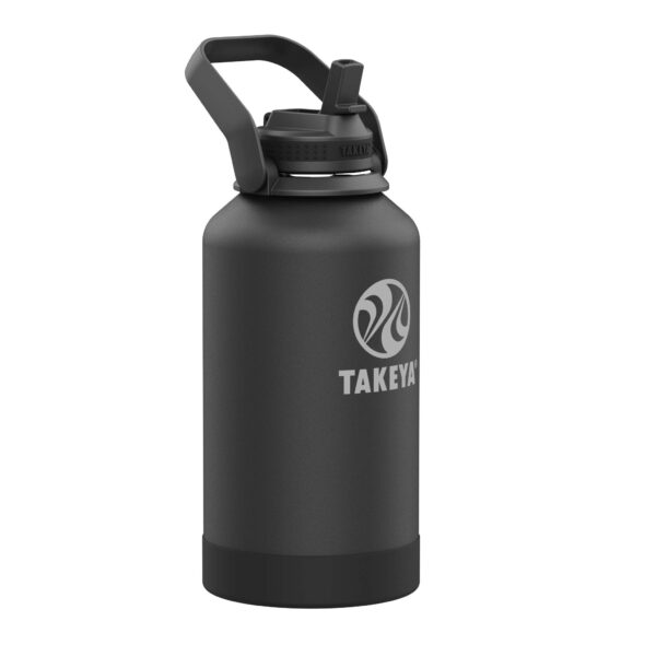 Termo Botella de Agua Térmica TAKAP Pickleball Acero Inoxidable con Popote y Asa 64 oz Negro Ace Black