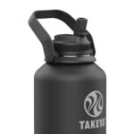Termo Botella de Agua Térmica TAKAP Pickleball Acero Inoxidable con Popote y Asa 64 oz Negro Ace Black