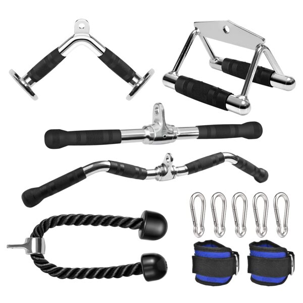 Juego de accesorios para máquina de cable de 6 piezas, accesorio para máquina de cables de barra LAT, mango doble D, bar