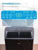 Aire acondicionado portatil Midea MAP12S1TBL 12000 BTU 10000 BTU SACC inversor ultra silencioso cobertura 450 pies cuadr
